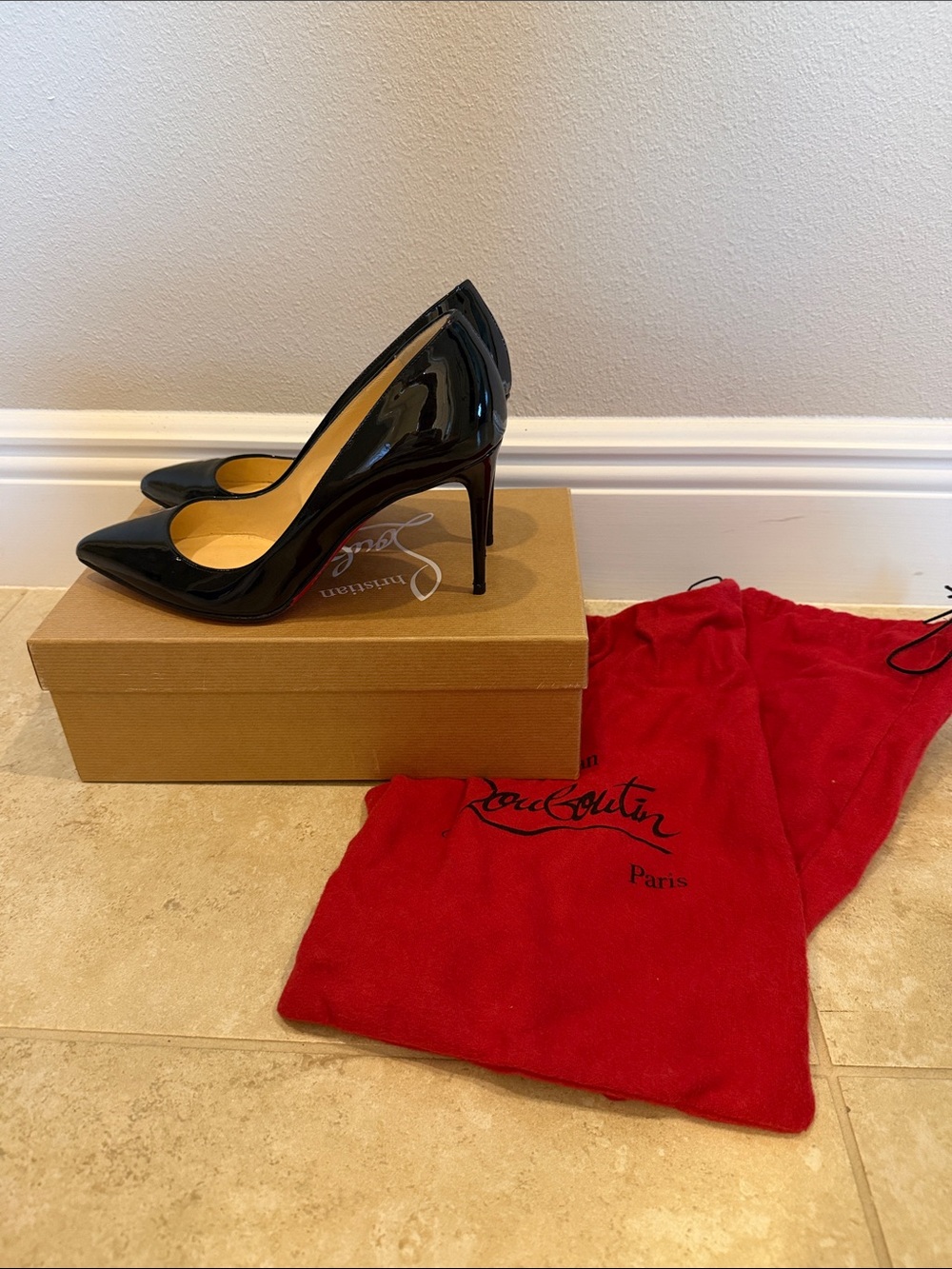 Christian Louboutin Black Patent Pointed Toe Stilettos